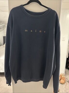 Women's Navy Crewneck Sweater with 'maine' Embroidery